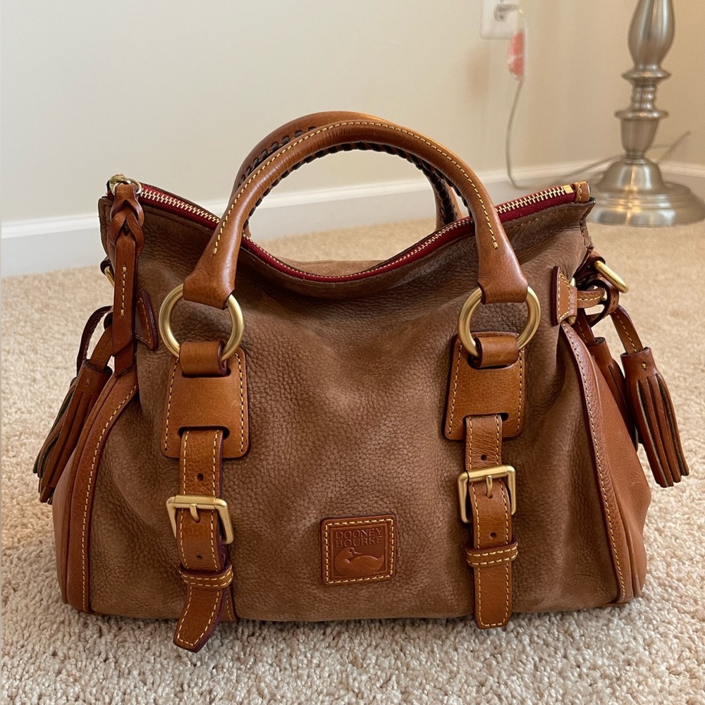 Dooney and Bourke Satchel in Suede and Florentine leather.